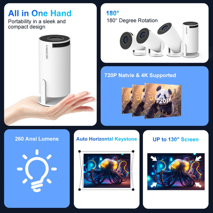 Magcubic HY300 Pro – 4K Smart Mini Projector with Android 11 & Wi-Fi 6